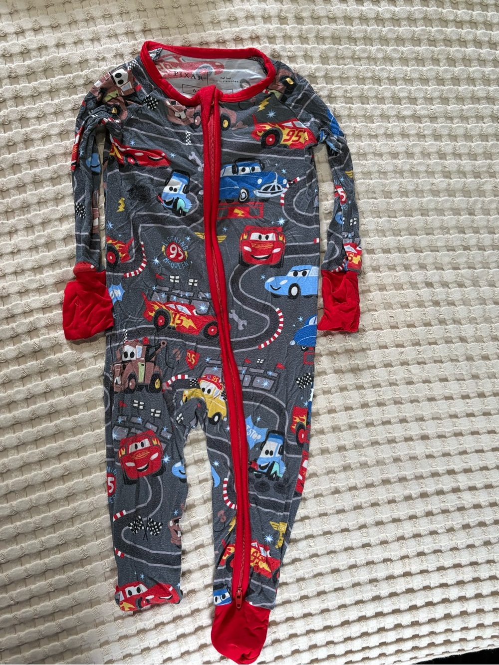 Little Sleepies Gray + Red Cars Footie One-Piece